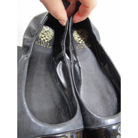 EUC! Vince Camuto Black Leather & Patent Square Cap Toe Ballet Flats Women 6.5 M - Picture 10 of 10